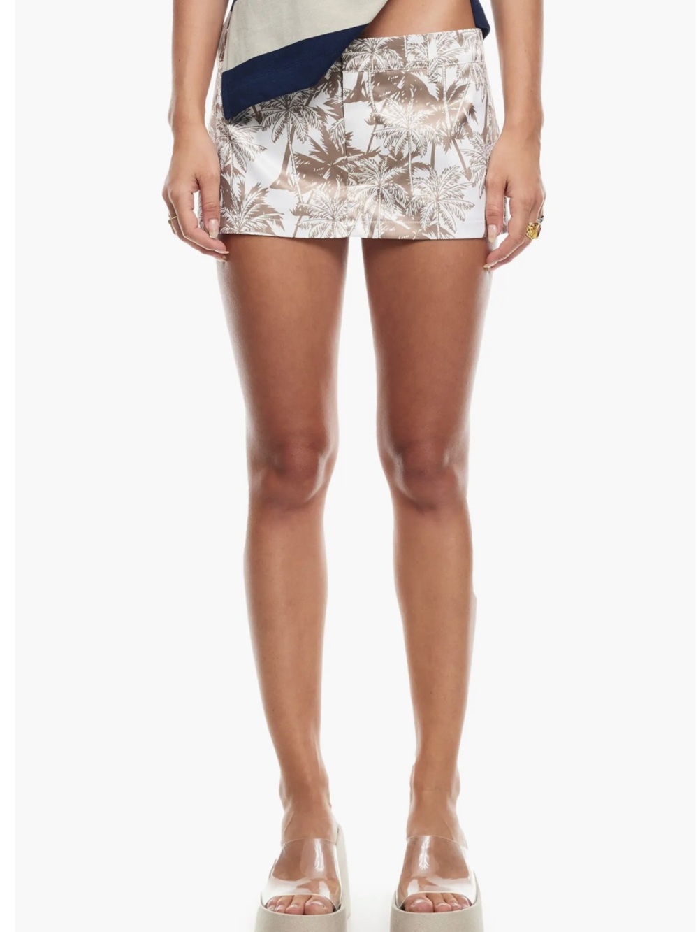 LIONESS Rhode Palm Print Low Rise Miniskort